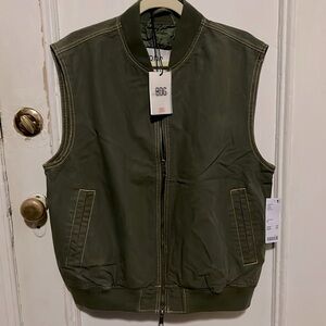 Men’s Zip Up Vest Olive Army Green